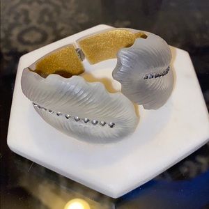 Alexis Bittar Silver Dust Lucite Bangle Bracelet